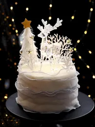 Festliga leveranser kristall hjort tårta topper jul transparen ren stående dockor xmas år dekoration verktyg parti gåvor