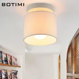 Lâmpadas de teto BOTIMI redonda pano abajur LED lâmpada para corredor Lamparas De Techo tecido montado na superfície interior E27 iluminação da cozinha