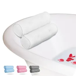 Travesseiros respiráveis 3D Mesh Spa Bath Pillow com sucção xícaras de banho de almofada de almofada para o pescoço travesseiro de spa para banheira de hidromassagem de casa de hidromassagem