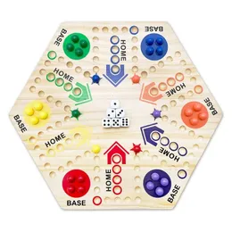 Chess Games Wooden Aggravation Board Game Set with 6 Dice Color Marbles Interactive Classic Family for Adult Indoor Gathering 230612