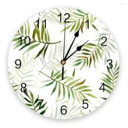 壁の時計植物緑の葉3Dクロックモダンデザインブリーフリビングルーム装飾キッチンアートウォッチホームデコレーション