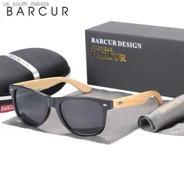 Barcur polariserad bambu solglasögon män trä solglasögon kvinnor märke original trä uv400 oculos de sol l230523