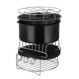 Fryers 12pcs Air Fryer Accessories 9 -дюймовая пицца тарелка для гриля горшка кухонная кухонная приготовление для вечеринки для вечеринки Al Airfryer 4.28qt