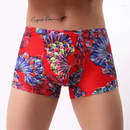 Underpants Sexy Printed Boxer U Convex Pouch Slip Panties Seamless Low Waist Men's Underwear Lingerie Fantasy Gay Wear Boyshorts
