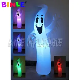 5m Tamanho Gigante Estilo Clássico Halloween Inflável Branco Fantasma Jardim Explosão Decoração de Quintal Luzes LED Coloridas