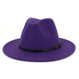British Style Lady Jazz Hat Uomo Donna Fedora Panama Felt Hat Fibbia per cintura Decor Cappello a tesa larga Party Formal Large Size296I