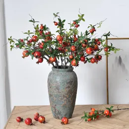 Party Decoration Simulation Pomegranate Fruit Berry Artificial Flower Red Cherry Stamen Wedding Fake Christmas
