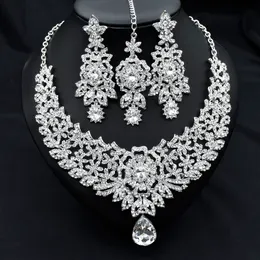 Wedding Jewelry Sets C30 Wedding Forehead Chain Necklace Earrings Set Dubai Jewelery Set Gifts for Women Indian African Bridal Hair Accessories 230609