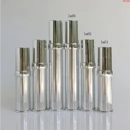 200 X 15ML 20ML 30ML Silver Airless Lotion Pump Bottle 1/2oz 1oz Portable Vacuum Cosmetic Containersgood Fwnid