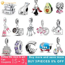 925 Sterling Silver per charms Pandora autentico Bead Graduation Books Charm Garden Flower Fruit Charm