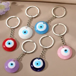 Simple Turkish Evil Eye Keychain Keyring Women Men Enamel Lucky Blue Eye Bag Car Box Phone Charm Key Ring