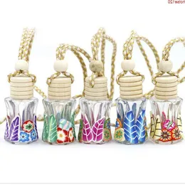 Soft Pottery Bottle Clay Aroma Essential Oil Wooden Cover Perfume Pendant 25pcs/lot Random Colorhigh qty Skocw