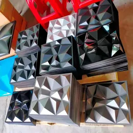 30x30cm 3D Art Decor 3D Wall Panel Cutting Geometric Diamond Carved Wood Tile Adhesives Botten Non Self-limning 3D Wall Sticker
