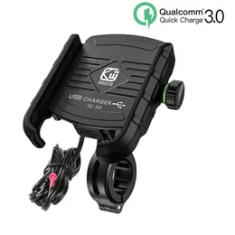 Waterproof Car Motorcycle Mobile Phone Holder Stand Mount for Moto Motorbike Cell Phone GPS with QC 3.0 USB Charger