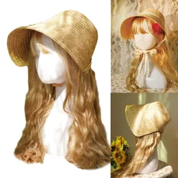 Hüte mit breiter Krempe, Damen-Strohhut, Teeparty, Spitze, langer Riemen, Strandurlaub