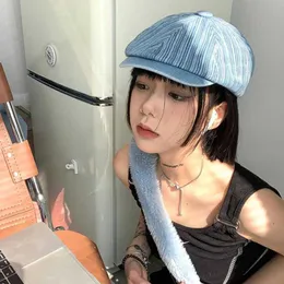 Berety japońska nisza retro pasiastka pasiastka odpowiednia dla mężczyzn na wiosnę i letnią ochronę przeciwsłoneczną Brytyjską wersję News Boy Hat Female G220612