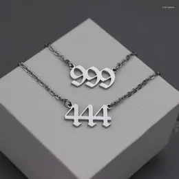 Pendant Necklaces Necklace Stainless Steel Long Chain Lucky Jewelry 777 333 555 Choker Mama And Child Gift