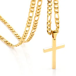Pendant Necklaces Cross Pendant Waterproof NK Necklaces for Men Women Basic Punk Stainless Steel Figaro Chain Fashion Jewelry Accessories Gift 230609