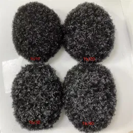 Indian Virgin Human Hair Replacement 1#/Gray 4mm Afro Kinky Curl Full Lace Toupee For Black Men Fast Express Delivery