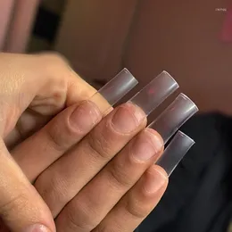 Falska naglar 550 st/väska avsmalnande fyrkantiga nagelspetsar Fullt omslag Tips Clear/Natural Manicure extra lång hälft