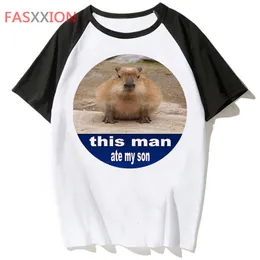 القمصان للرجال Capybara t Shirt streetwear hop مضحك tshirt الرجال أعلى harajuku الورك تي شيرت الذكور 230612