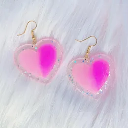 Kolczyki Dangle 2000s Akcesoria błyszczące różowe brzoskwiniowe serce dla kobiet egirl biżuteria y2k moda harajuku impreza hurtowa
