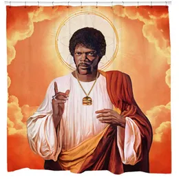 Curtains Funny Bathroom Decor, Meme Art, Movie Poster, Celebrity Artwork Orange Clouds, Pulp Fiction, Saint