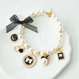 Pet Pearl Collar Dog Princess Bow Necklace Cat Jewelry Cute Collar Puppy Accessories Dog Chain Chihuahua Wedding Jewelry Stuff