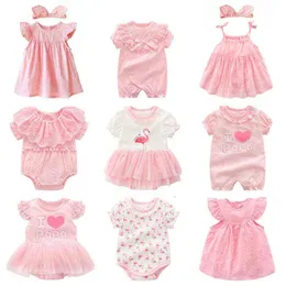 Neonata neonata clothesdresses estate rosa principessa bambine set di abbigliamento per la festa di compleanno 0 3 mesi robe bebe fille G257N