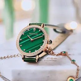 Женские модные квартальные часы роскошные часы высококачественные зеленые водонепроницаемые часы кожа 26 мм часы