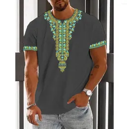Мужская футболка для летней африканской одежды футболка для футболки Dashiki Men Традиционная короткая рукава