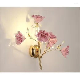 Lampa ścienna w stylu europejskim w stylu Pink Kryształowe luksusowe oprawy LED Modern Light Sconces do dekoracji domowej