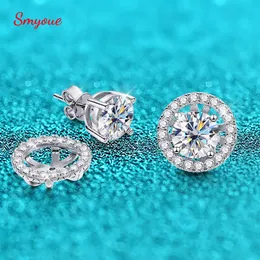 Clip-On-skruva tillbaka Smyoue 2CT0.3CT Full Studs Earring For Women Sparkling Diamond Wedding Party Ear Stud S925 Sterling Silver Jewelry 230609