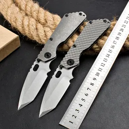 1Pcs High End LC Pocket Folding Knife D2 Stone Wash Tanto Point Blade CNC Anodizing TC4 Titanium Alloy Handle Outdoor EDC Tactical Knives