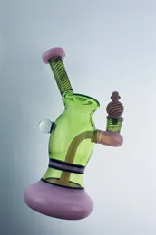 Glass pipes green with solid pink recycler rig 14mm welcome to place an order