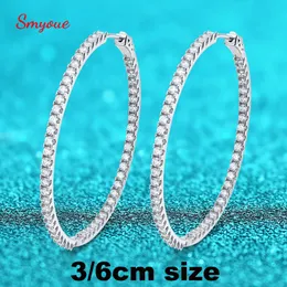 Hoop Huggie Smyoue 2.886.5cttw Full Hoop örhängen för kvinnor stor storlek 2,5 mm Stone mousserande diamantörning silver 925 smycken GRA 230609