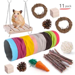 Giocattoli Set di giocattoli per criceti Coniglio per animali domestici Cavia Palla di erba Forniture molari Set di tunnel per criceti Giocattoli per gatti