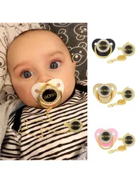 Pacifiers# Letter printed with chain clip food grade silicone dummy soothing and shining baby pacifier unique gift without bisphenol A G220612