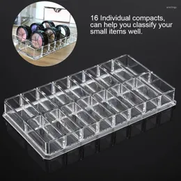 Smyckespåsar 16 Grid Transparent akryl Större kompakt Organisator Power Eyebrow Powder Holder Store Box