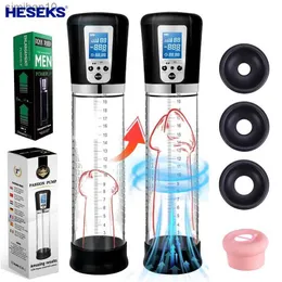 Heseks Electric Penis Pump Pumpe Powiększenie pompa próżniowa Męska masturbator narzędzie penisa Pierścień Extender Extender Toy dla mężczyzn L230518