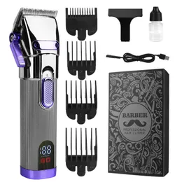 Hair Trimmer 2023 Oil Head Professional Cliper Electric Push Scissor LCD مسافة سكين قابلة للتعديل للرجال آلة قص شعر 230612