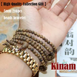 12.5g 5mm216pcs pärlor armband äkta kinesiska kinam bön Buddha handsträngar Kyara oudh trä Bangle Valuable Gift for Women