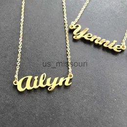 Pendant Necklaces Gold Silver Color Personalized Custom Name Pendant Necklace Customized Cursive Nameplate Necklace Women Handmade Birthday Gift J230612