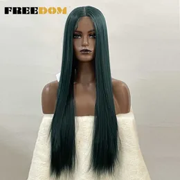 Synthetic Lace Wigs For Black Women 30 Inch Long Straight Wigs Brown Dark Green Purple Blue Cosplay Lace Wig 230524