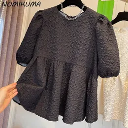 T-shirt Nomikuma Chic Puff Sleeve Kobiety dla lalek Korean Causal Oneck Sweet Tops Femme 2023 Summer New Blusas Mujer de Moda