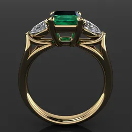 Solitaire Ring 14K Gold Jewelry Green Emerald Ring for Women Bague Diamant Bizuteria Anillos de Pure Emerald Gemstone 14k Gold Ring for Women 230609