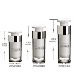 100pcs 15ml 30ml 50ml bottiglia senz'aria d'argento bottiglia di pompa a vuoto acrilica bottiglia di lozione utilizzata per cosmetici Ackha