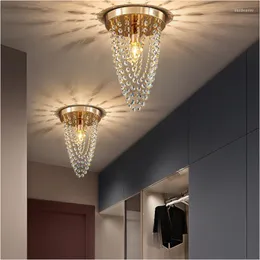 Ceiling Lights Hanging Crystal Chandelier Sun Flower Foyer Bedroom Lamp Entrance Aisle Decor Indoor Lighting Golden/Silver