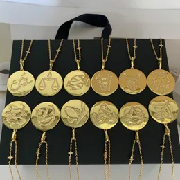Colares moda 12 zodíaco colar criatividade meninas europeias doze constelação luxo ouro cor colares jóias para mulher zk30