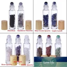10 ml eterisk olja diffusor klar glasrulle på parfymflaskor med krossad naturlig kristallkvarts stenmode